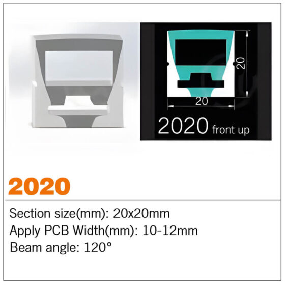 Silicone LED Strip channel Top view 20*20mm