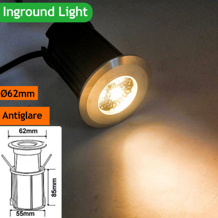 LED inground light Antiglare Dia62mm